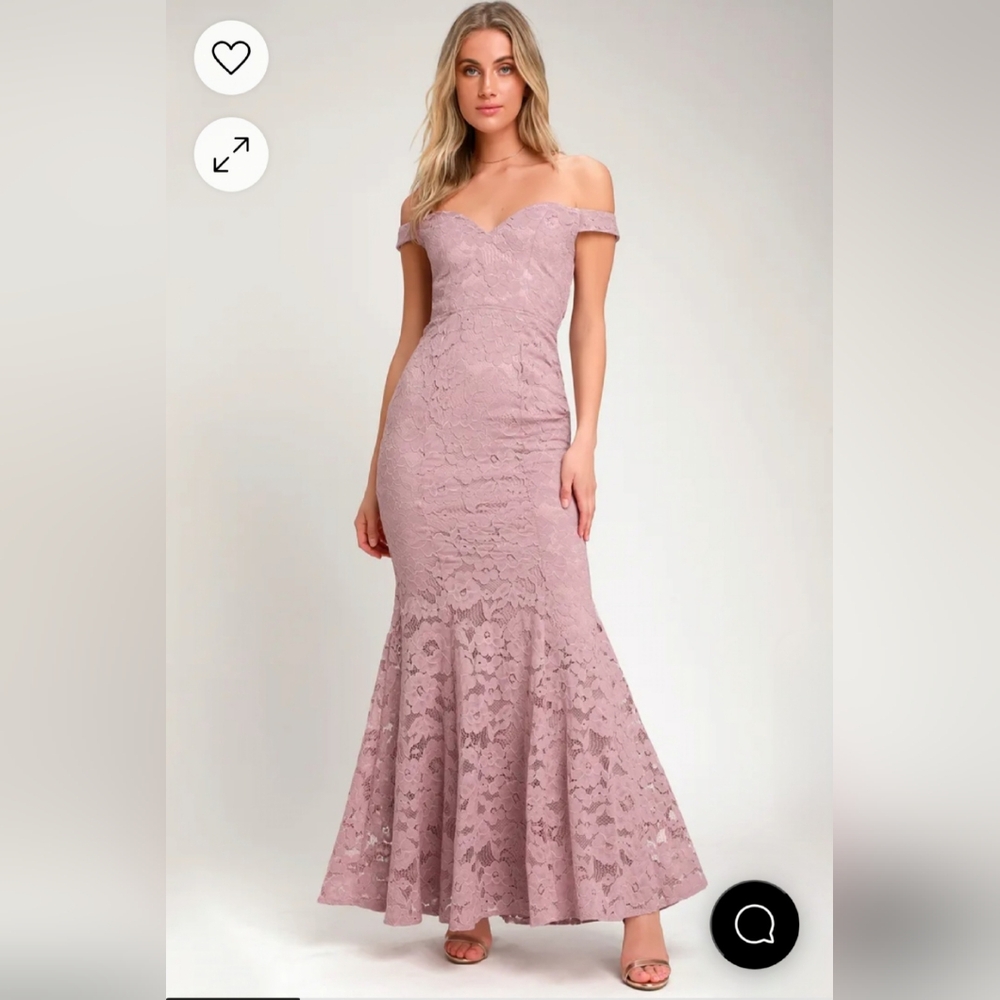 Lulus Lavander Lace Off The Shoulder Maxi Dress